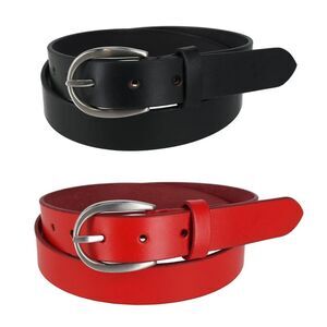 CTM Women's Adjustable Smooth Leather Dress Belt Set